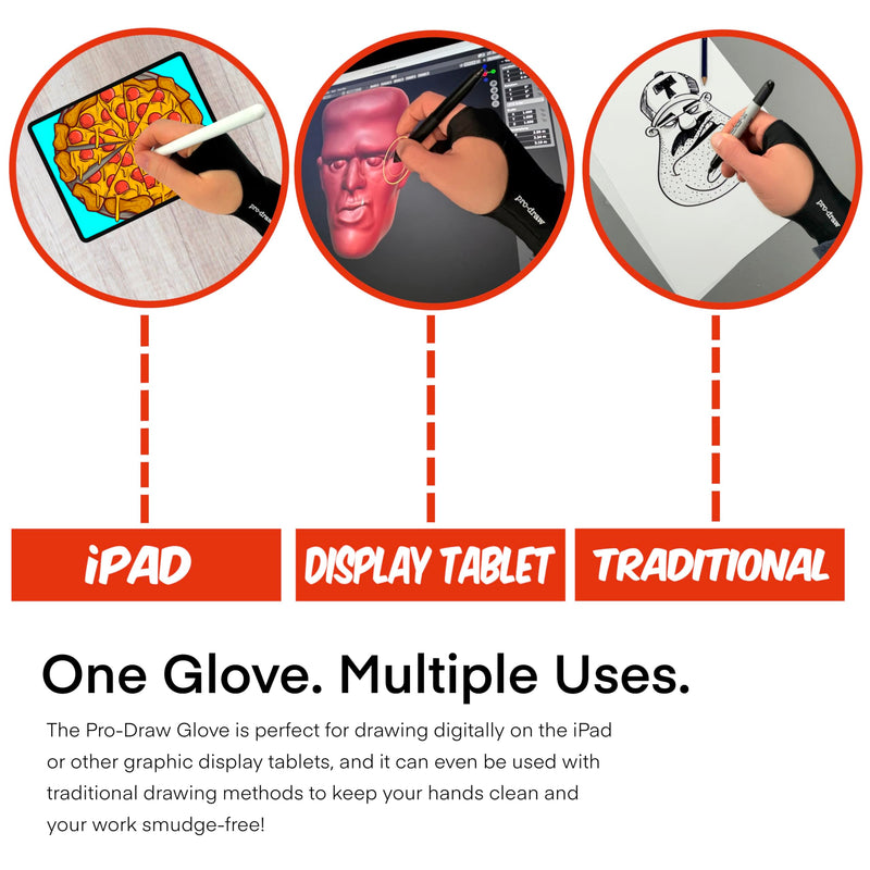 Artist Glove for iPad, Drawing Tablet, Sketching // Two & Three Finger Tap // Right or Left Hand Small/Medium