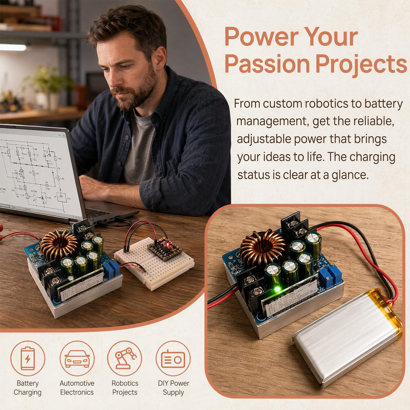 High Power Step Down Converter 400W: Operating and CC Display DC-DC Buck Converter, Voltage and Current Control Adjustable CV/CC Regulator, 0-45V Output Voltage, for Electronics