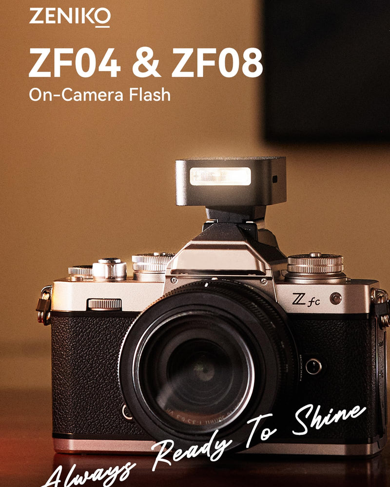 ZF-08 Camera Flash and Lightweight Portability Single-Contact Hotshoe Lithium Battery Type-C Charging 440 Full-Power Flashes ZF-08