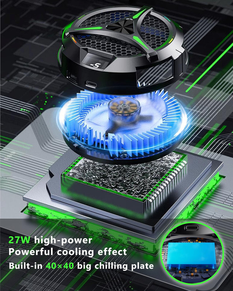 iPad Cooler,Magnetic Tablet Cooler for ipad/surface pro/Samsung Tab,iPad cooing Fan with Temperature Display for Mobile Gaming,Tiktok Live Streaming (Green Mech+3 pcs Magnetic Suction Sheet) Green Mech+3 pcs Magnetic Suction Sheet