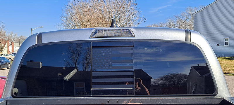 for Toyot@ Tacoma 2005-2023, American Flag Decals for Truck Back Sliding Window, Matte Black USA Flag Decal for Truck Back Window, Waterproof Vinyl, Durable and Easy Remove Truck Decal For Toyot@ Tacoma 2016-2023