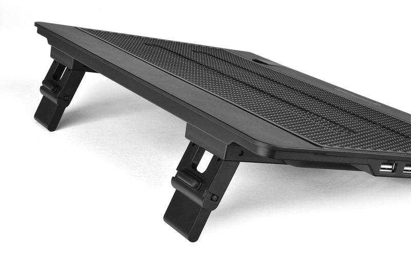 Thermaltake Massive 14 Steel Mesh Panel Dual 140mm Blue LED Fan Adjustable Speed Control 10"-17" Laptop Notebook Cooling Pad CL-N001-PL14BU-A,Black 2 Fans