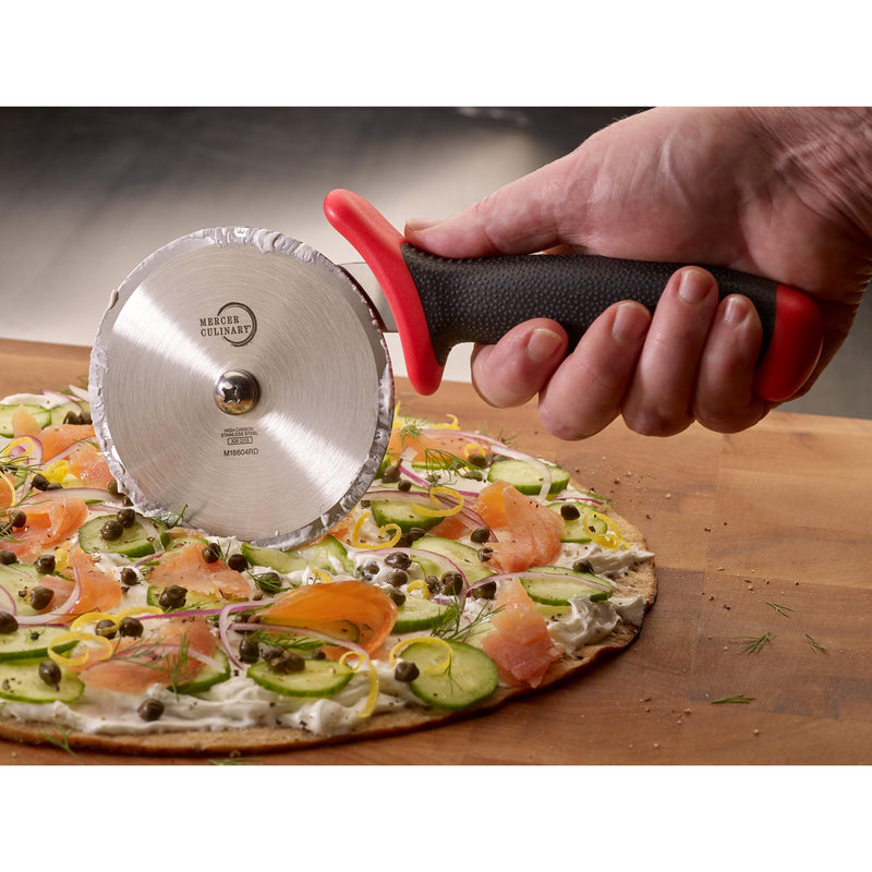 Mercer Culinary Millennia Pizza Cutter with Red Handle, 4 Inch Wheel, Stainless Steel 4 Inch Red Handle