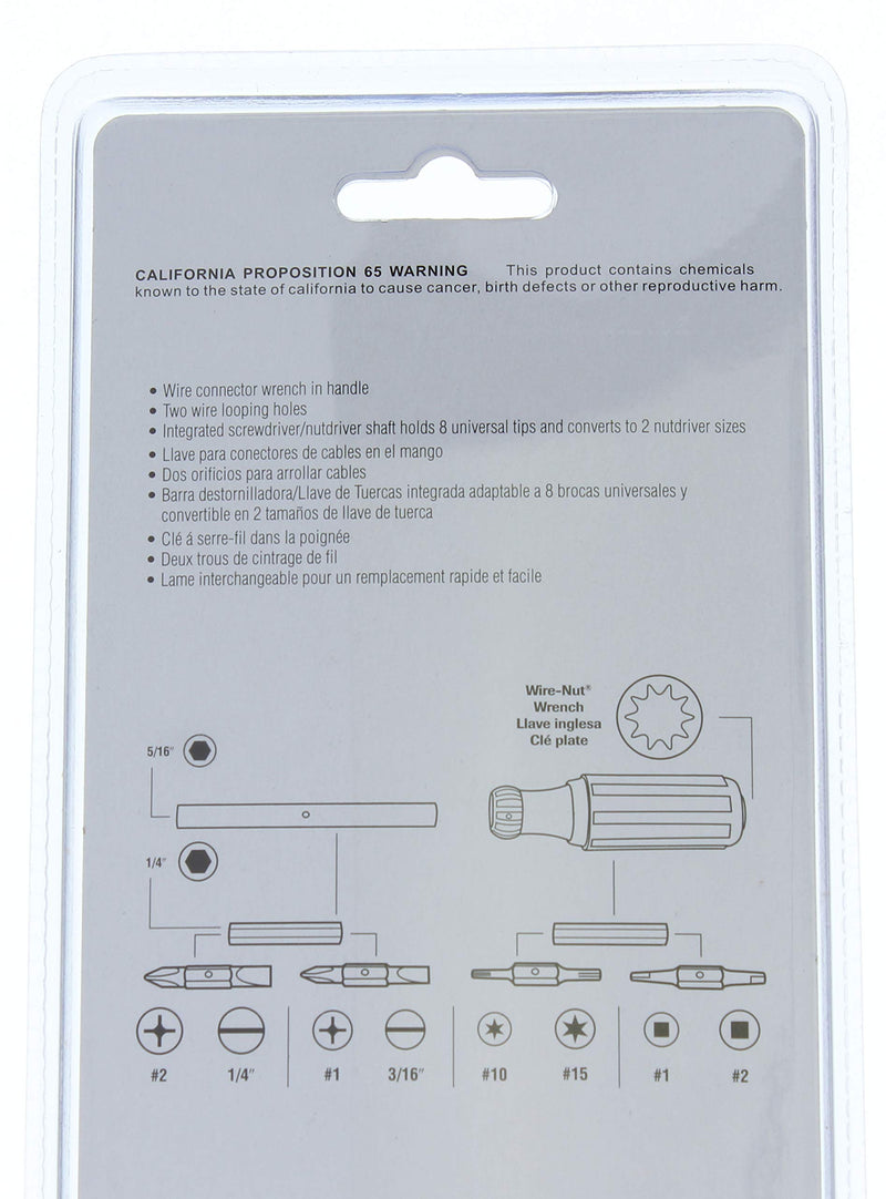 IDEAL INDUSTRIES INC. 35-910 11-in-1 Screwdriver/ Nutdriver – Hardware Tool with Corrosion Resistant Shank, Wire Connector Wrench in Handle, Blazed Tip