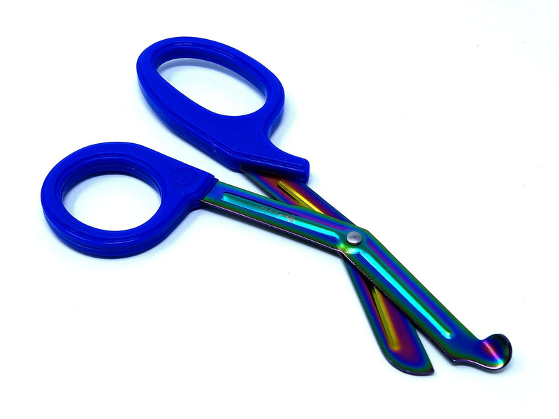 Heavy Duty Fluoride Coated Nurse Doctor Medical Paramedic Trauma Shears Scissors 7.25" (A2ZSCILAB) (ROYAL BLUE MULTI COLOR BLADE)