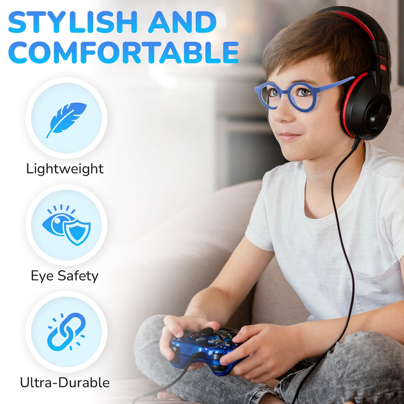 Yogo Vision Kids Blue Light Blocking Glasses for Girls and Boys Anti Glare Computer Glasses School Work Eyewear 3 pack Navy Blue, Green, Yellow Clear