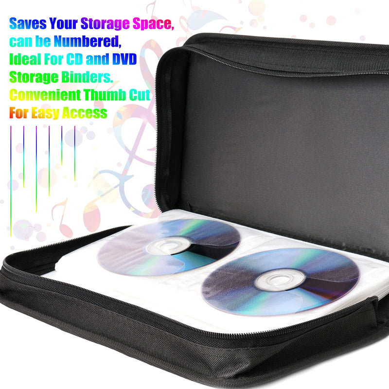Kosiz 36 Pieces 4 Dise DVD Poly Sleeves 3 Rings CD Sleeves Binder Pages 144 Disc Capacity for Binders Only