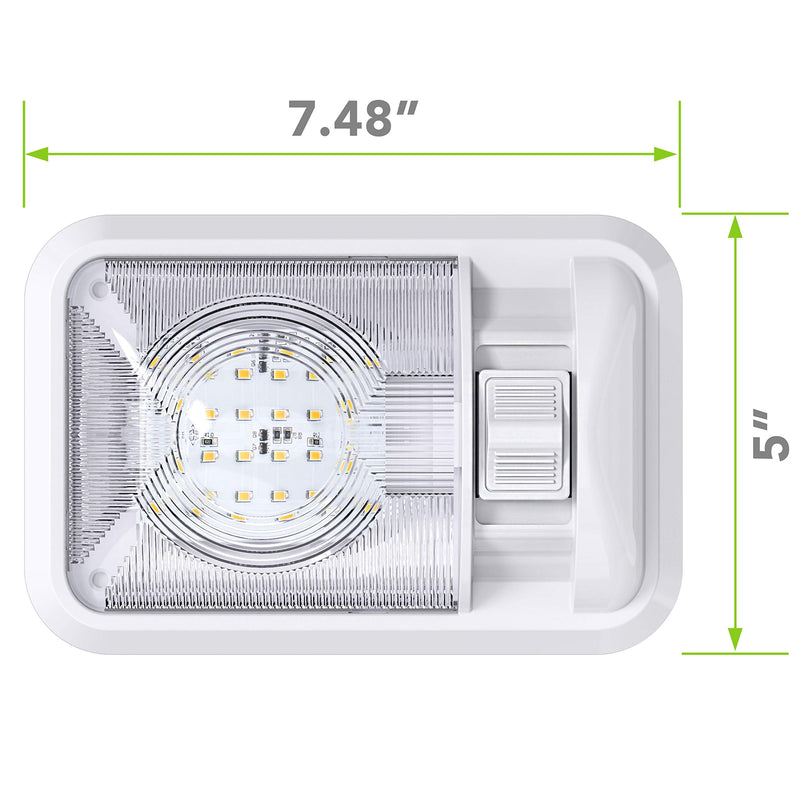 12V Led RV Ceiling Dome Light RV Interior Lighting for Trailer Camper with Switch, Single Dome 300LM