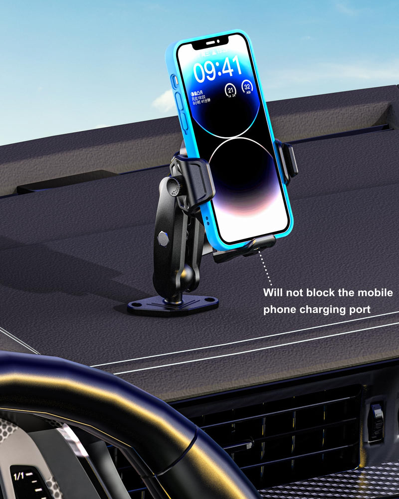 BRCOVAN Anti-Theft Phone Mount Holder with Vibration Dampener [Camera Friendly] [1s Lock & Release], with Aluminum Diamond Base & Medium Arm for Car Boat Truck Motorcycle UTV ATV Fit 5.4-7.2'' Phone