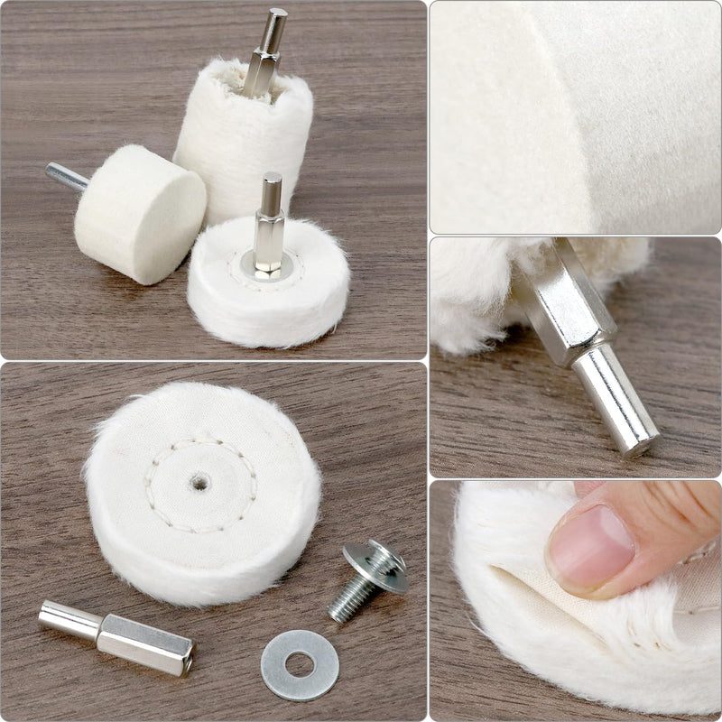 QWORK 14 Piece Polishing Attachment Set, Polishing Attachment Drill, Polishing Cone, Polishing Discs for Metal, Wood