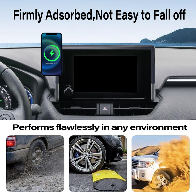 Car Phone Holder for Toyota RAV4 2019-2025 Accessories Apply to 7/8 Inch Touch Screen15W Fast Wireless Charger Screen Fixed Clip Cell Phone Mount Hands-Free 360 Degree Rotation