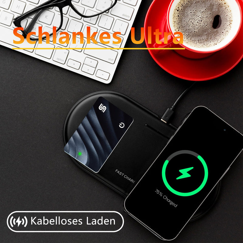 Wallet Tracker Wireless Recharging IP68 Thin Item Finder Card Luggage Located Bluetooth Works with Apple Find My APP & Network (iOS Only) Black Elite Slim