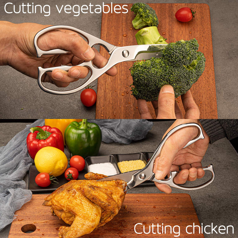 Come Apart Kitchen Shears by WELLSTAR, Multi-purpose Heavy Duty German Stainless Steel Food Scissors for Cutting Meat Poultry Chicken Vegetable, Durable One Piece Construction, Mirror Finish