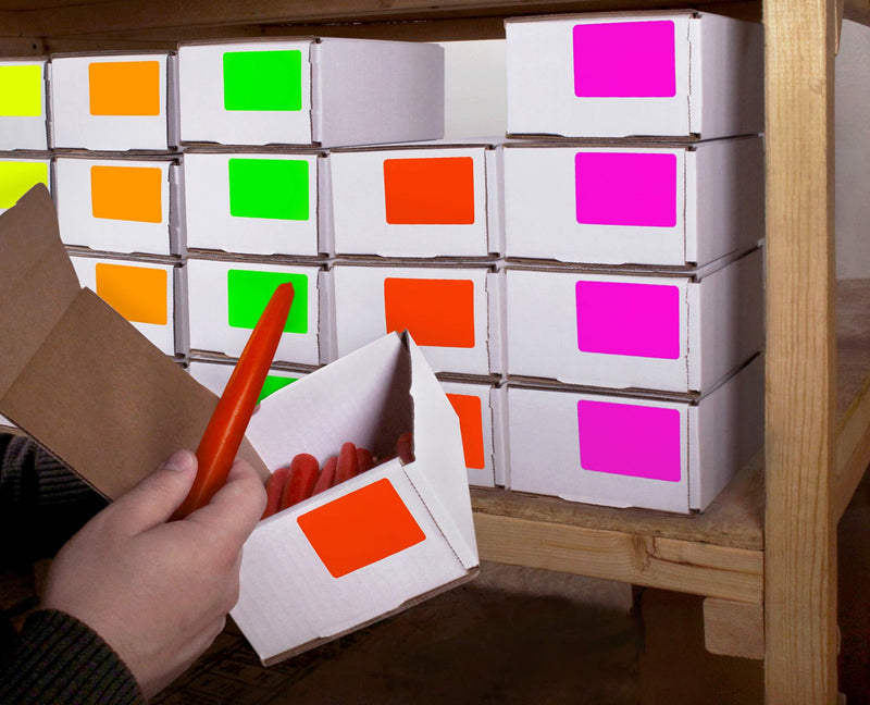 ChromaLabel 2 x 3 inch Permanent Color Code Rectangle Labels, 100 Stickers per Dispenser Box, Fluorescent Green