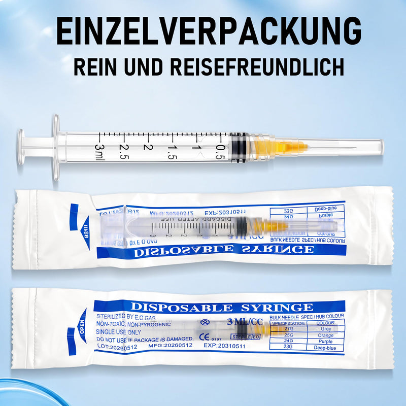 Pack of 100 3 ml/cc Plastic Tubes with Scale, Precise Liquid Dosage, Transparent Design, 25g × 16 mm, for General Applications | Transparent measuring tubes for ink, glue, oil, resin, laboratory, DIY, crafts 25g-16mm