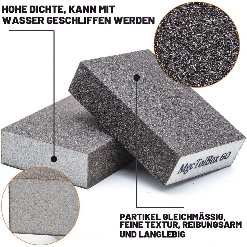 Pack of 6 Sanding Sponges, 6 Different Sanding Sponge Wood, Washable and Reusable, Sanding Block Emery Paper Set Suitable for Polishing Various Materials 6 Mix Grit