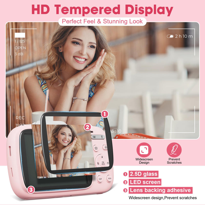 Digital Camera, 5K Vlogging Camera for Photography, 80MP Autofocus Point and Shoot Digital Camera for Beginner Teens Kids, 18X Zoom Portable Compact Travel Camera, Flash, 32GB Card & 2 Batteries(Pink)