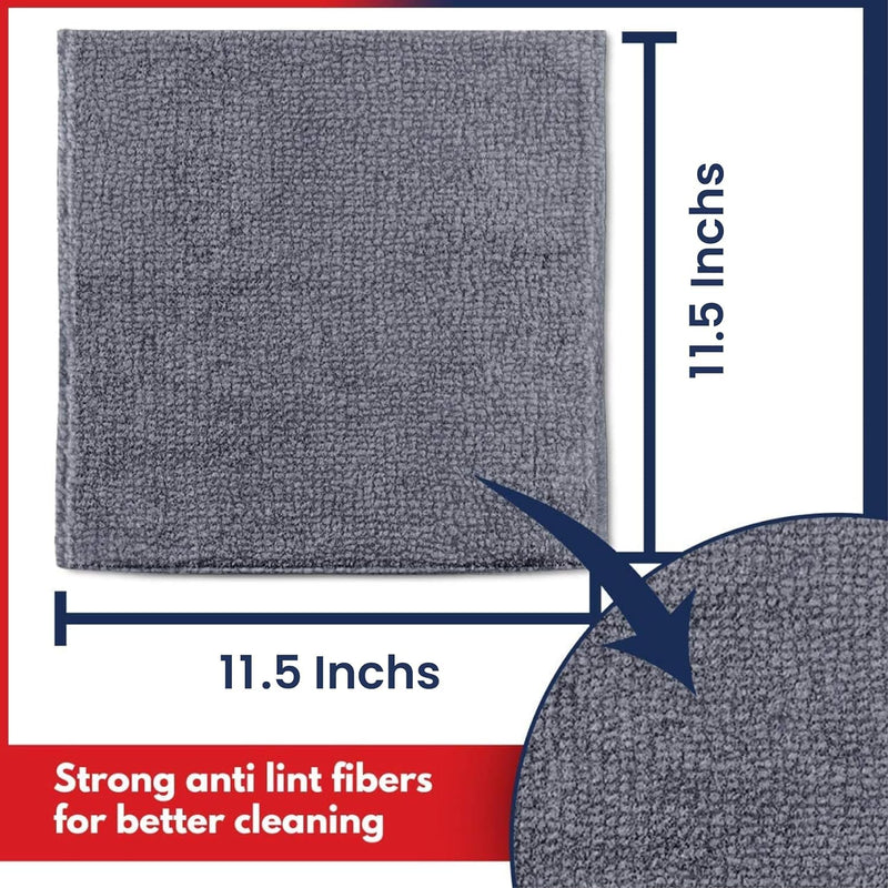 Microfiber Cleaning Cloth - 6 Pcs 11.5"x11.5" - High Performance - 1200 Washes, Ultra Absorbent Towels Weave Grime & Liquid for Streak-Free Mirror (Pack of 6)