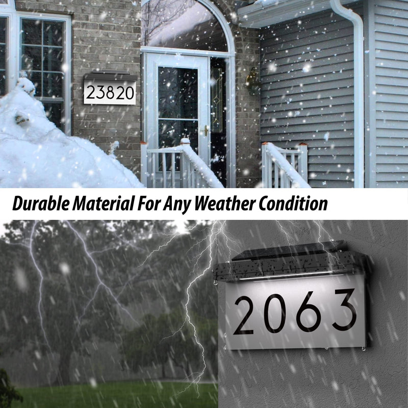 House Numbers Address Plaques 3 Lighting Colors & Adjustable Solar Panel Personalized House Number for Outside, LED Solar Powered Address Sign Outdoor Waterproof Warm White 3000K
