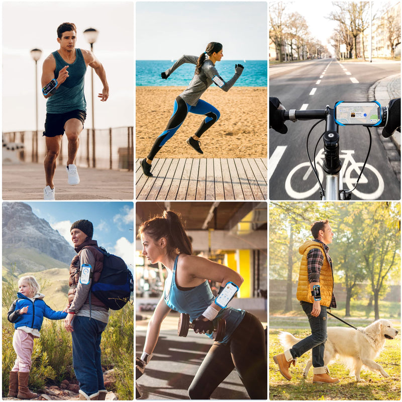 Running Armband, 3 in 1 Running Phone Holder Sports Armband Bicycle Phone Holder 360° Rotatable & Detachable Running Phone Armband for 4.5-9'' iPhone Huawei for Gym Running Hiking Blue