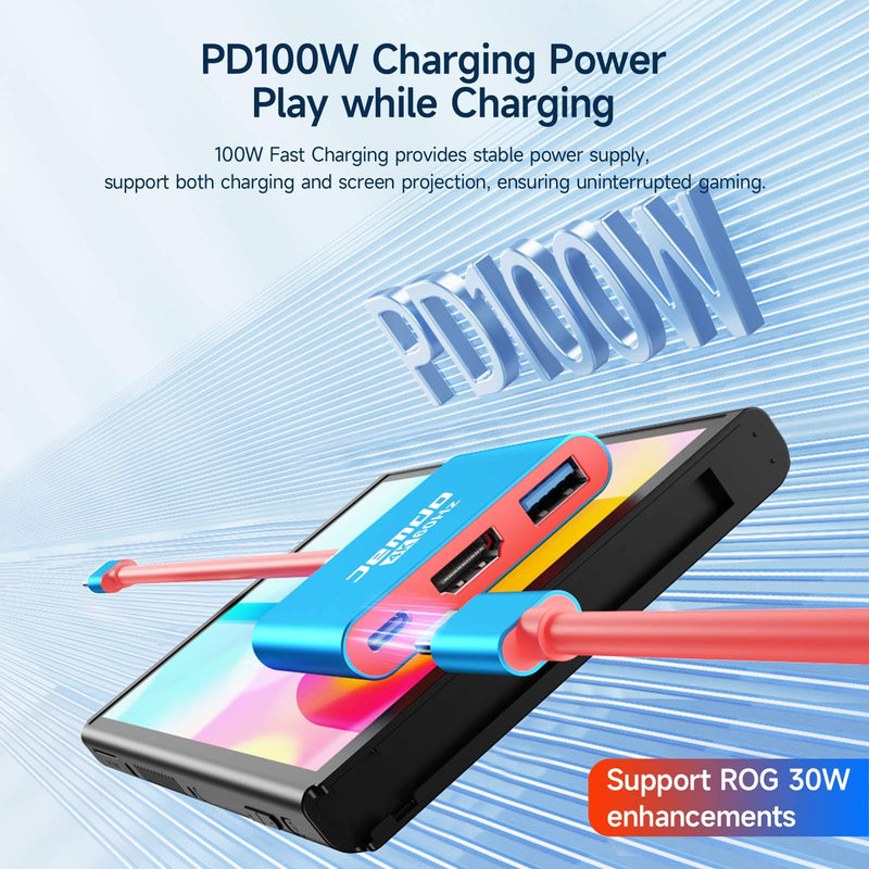 Portable Dock Adapter for Switch, Travel Docking Station for TV with 4K@60Hz HDMI Output & PD Fast Charging & USB 3.0 Compatible with Switch/OLED, Steam Deck, MacBook Pro/Air, ROG Ally