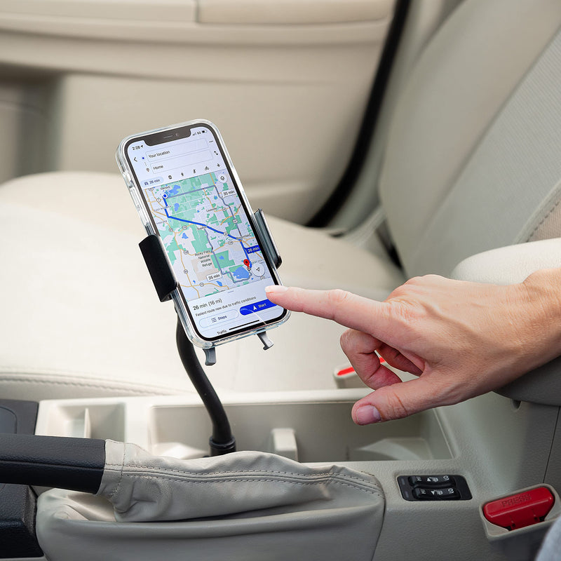 Nite Ize SUCH-01-R8 Squeeze Universal, Car iPhone, Samsung Galaxy Edge/Fold, Huawei, Google Pixel, Fits Virtually Any Phone Cup Holder Mount, Black