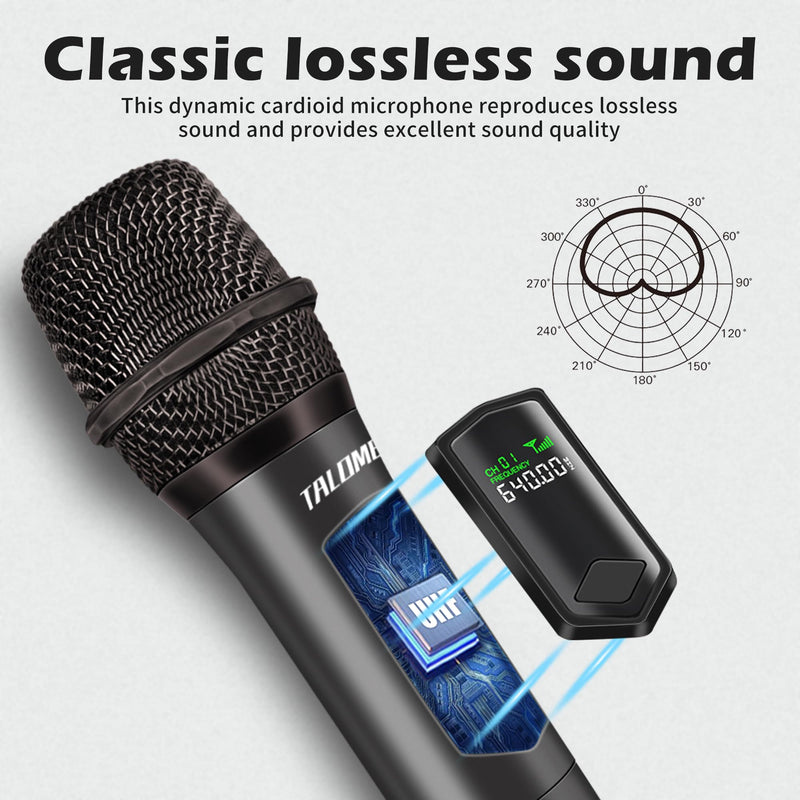 Wireless Microphone,Professional Dual Handheld Cordless Dynamic Mic System with Rechargeable Receiver(160 Ft),Karaoke Microphone Set for Singing,Karaoke,Wedding,DJ,Party,Speech,Church,K60-2 Gray
