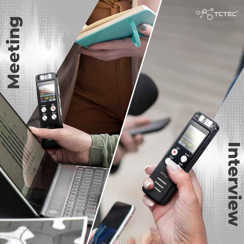 96GB TCTEC Digital Voice Recorder, Voice Activated Recorder with 7000 Hours Recording Capacity, Audio Noise Reduction, Sound Tape Recorder with Playback, Clip-on Mic Dictaphone for Meeting, Lecture