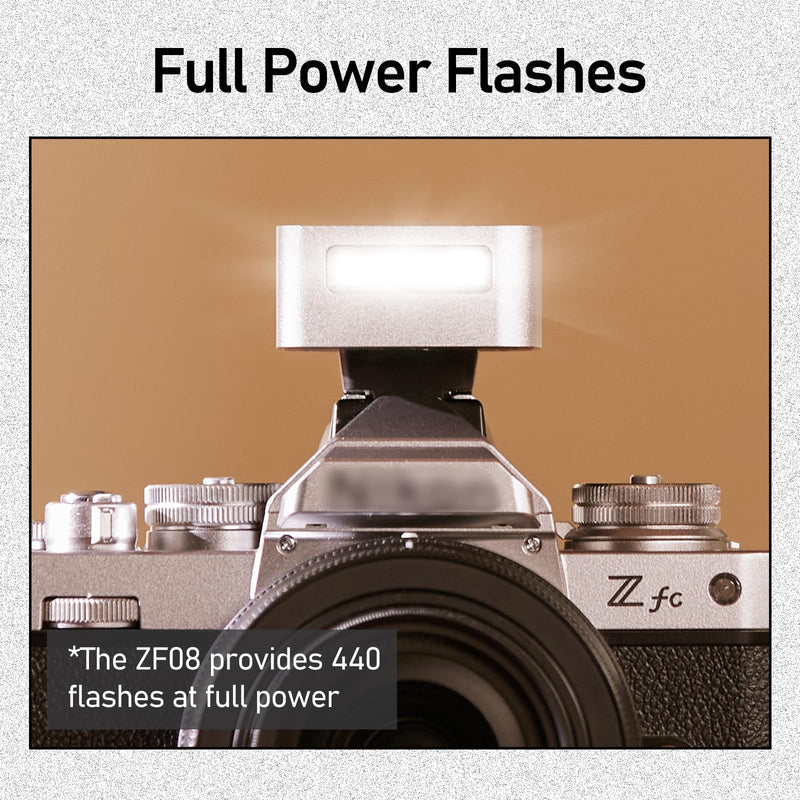 ZF08 Mini Camera Flash Speedlite - Aluminum Hot Shoe Flash with 5 Power Levels, CCT 6500K±200K, <3s Recycle，Continuous Flash, Compatible Sony/Canon/Nikon/Fuji/Olympus/Panasonic/Leica （Silver） ZF08 Silver