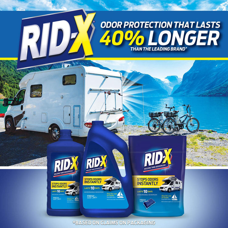 Rid-x Holding Tank Deodorizer Pacs, Septic Tank Treatment for Rv, Boats, & Portable Toilets, Fresh Scent, 8 Count