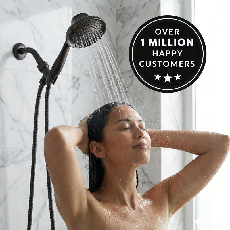 Aqua Elegante Massage & Mist Handheld Shower Kit - 6 Function High Pressure Adjustable Hand Held Showerhead with Hose and Mount, Easy Install for Boosting Low Water Flow - 2.5 GPM - Oil-Rubbed Bronze
