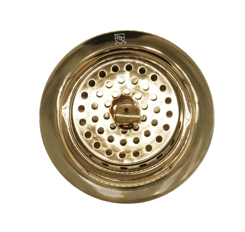 Westbrass D214-01 3-1/2" Post Style Large Kitchen Sink Basket Strainer, Polished Brass 1-Pack
