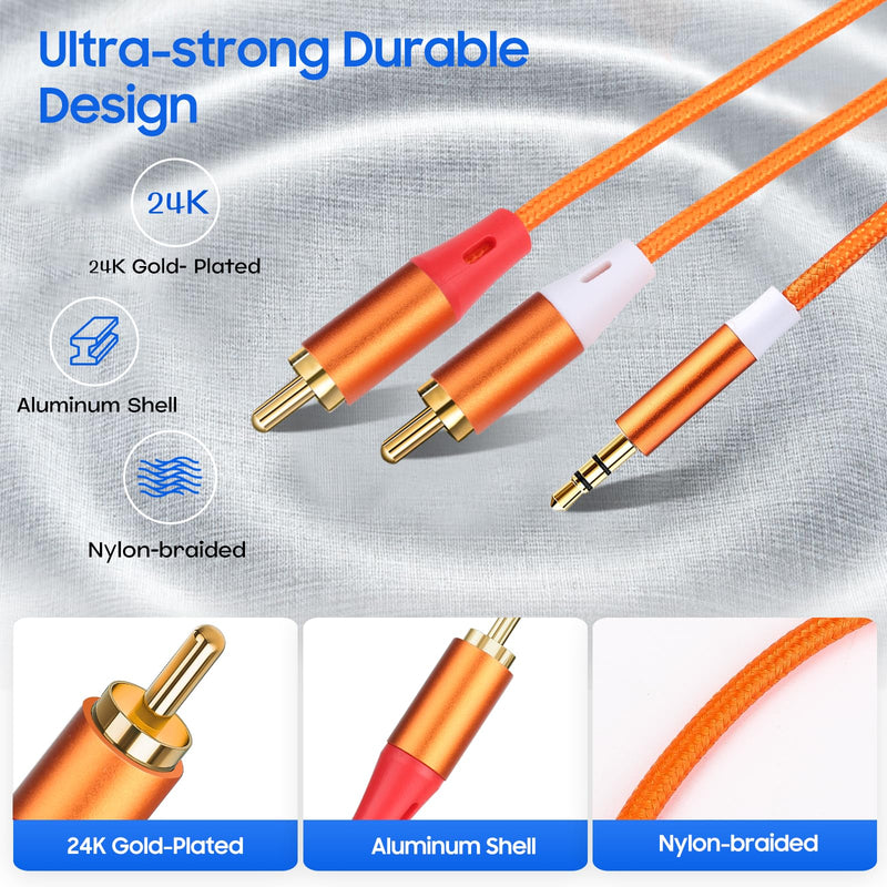 3.5mm to RCA Cable,2 RCA to 3.5mm AUX Cable for HiFi Systems, Speakers, MP3 Players, TVs, Computers, Smartphone, Home Theaters, Tablets, Amplifiers, Sound Bars, etc. （16.5ft/2 Pack） 16.5ft/2 cable