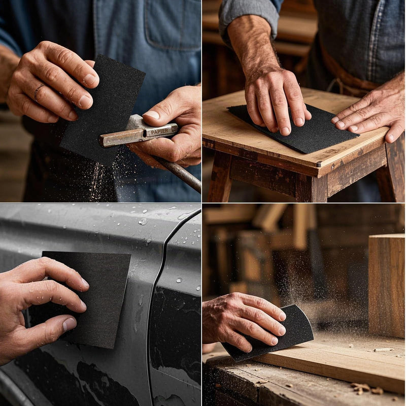 Sandpaper Set 23 x 9 cm Sandpaper 120 to 3000 Grit | Pack of 20 wet and dry fine sanding paper for wood, metal, car, paint, stone, glass and furniture 20 piece grain set