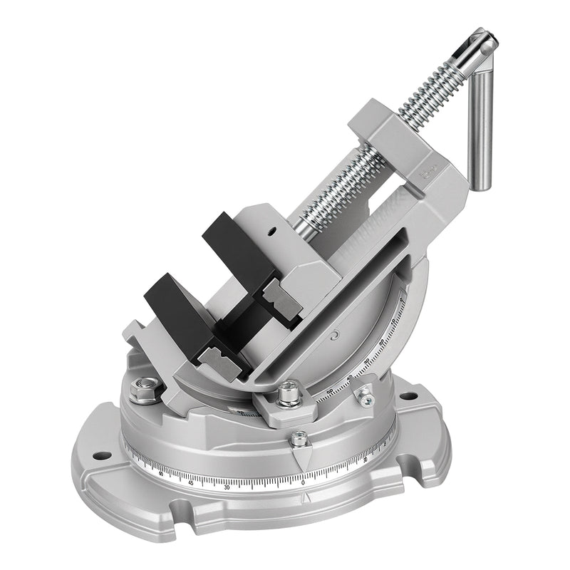Multi-Angle Bench Clamp with Heavy-Duty Vise Function: 0-90° Tilt, 360° Swivel Base, 3" Jaw, Cast Iron & Powdered Metallurgy Jaws for Woodworking, Drilling, Milling DIY Silver