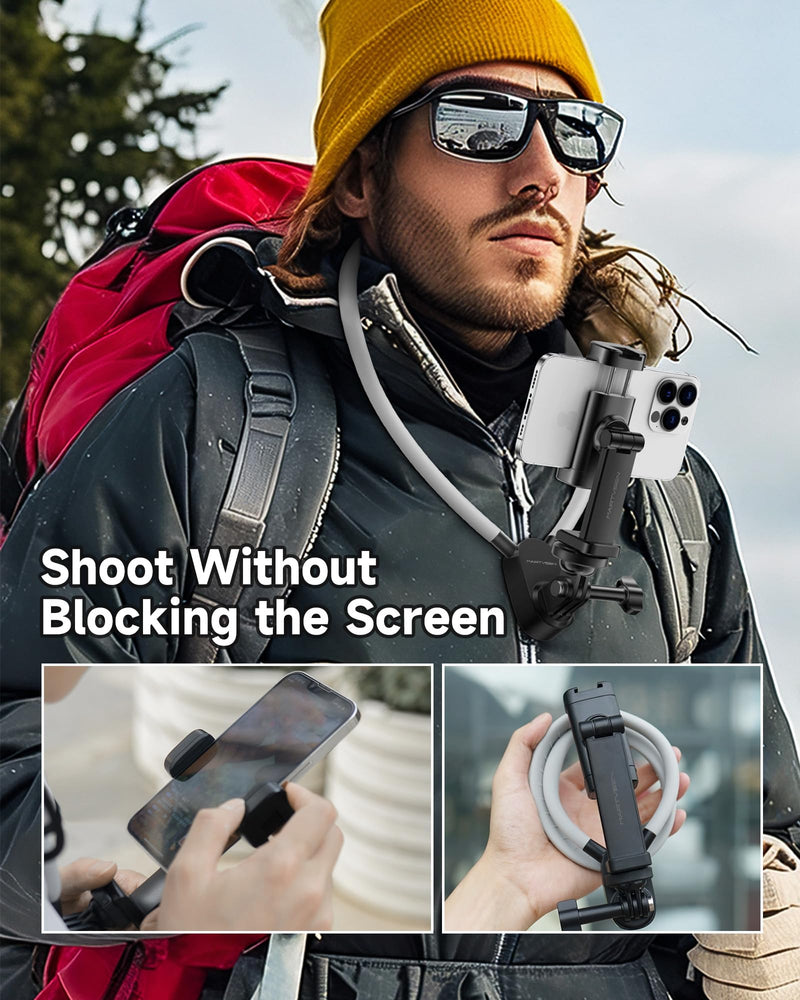 Neck Tripod Phone Holder for iPhone - POV/Vlog Phone Mount Holder for Recording, Hand Free Adjustable Phone Neck Holder Chest Stand Video Recording for iPhone 15 14 13 12 Pro Max Plus Mini S7PRO NO Magnetic Version