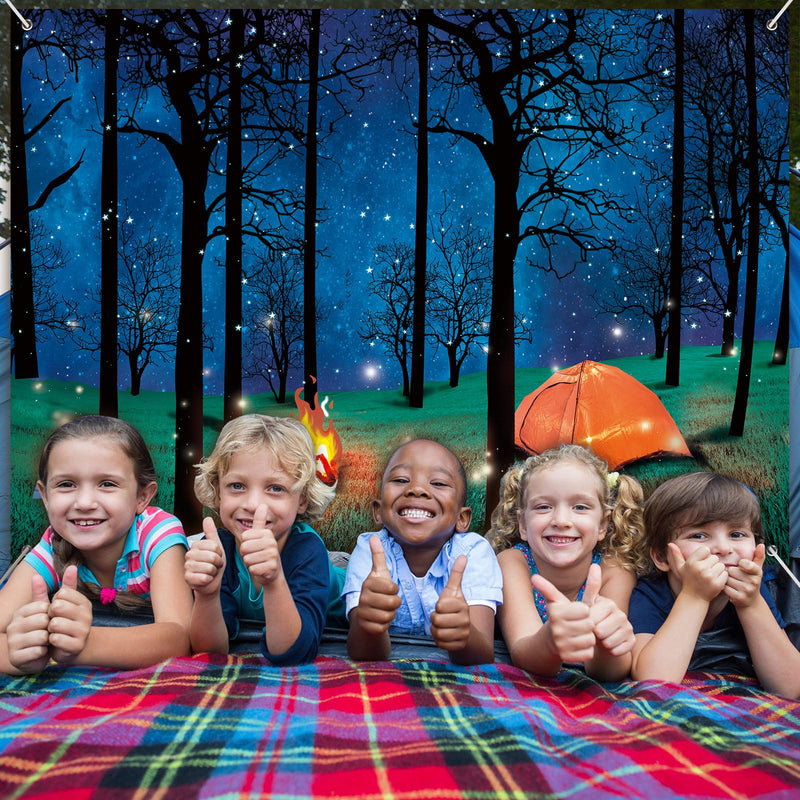 Forest Scene Camping Backdrop Supplies Camping Photography Background Photo Shoot Backdrop Party Decoration for Camping Theme Party Birthday Party Baby Shower (5 x 7 ft) 5 x 7 ft