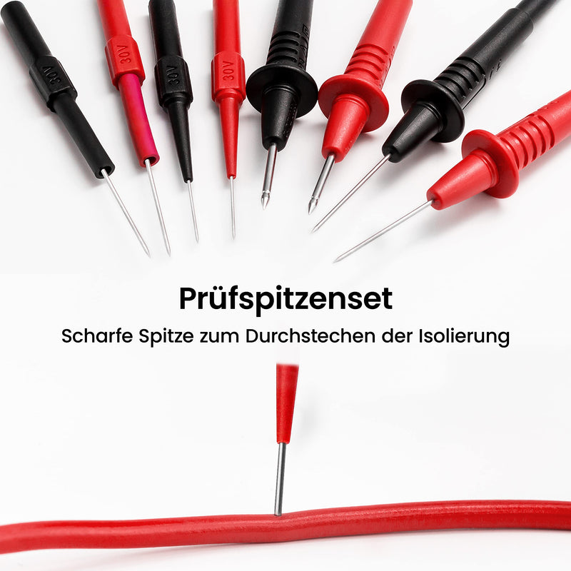 KAIWEETS Test Leads Test Cable Kits 23-Piece Electronic Cable with Alligator Clips, Tweezers, Hooks, Insulated Piercing Needle, Interchangeable Test Probe Kit for Digital Multimeter red, black