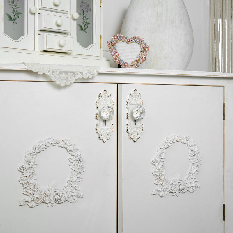 SOFFEE DESIGN 4pcs Vintage Cabinet Pull Drawer Handle, Distressed Closet Handle with Clear Resin Knob, Antique with Mounting Screws for Cupboard, Kitchen Furniture - White 4pcs White Short