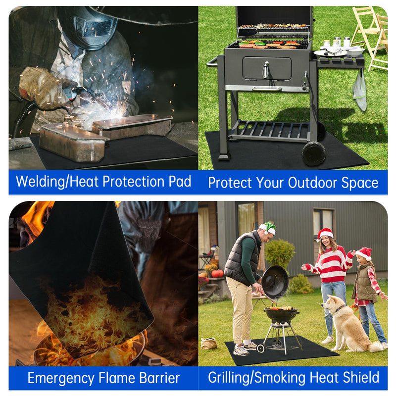 40x40 Inch Fireproof Welding Blanket Pad, Carbon Felt Wick & Flame Retardant Fabric, 5mm Thick Fireproof Heat Resistant Mat, Up to 3000°F for Soldering, Firepit, Grill, Smoker & Plumbing 40x40"1 PCS