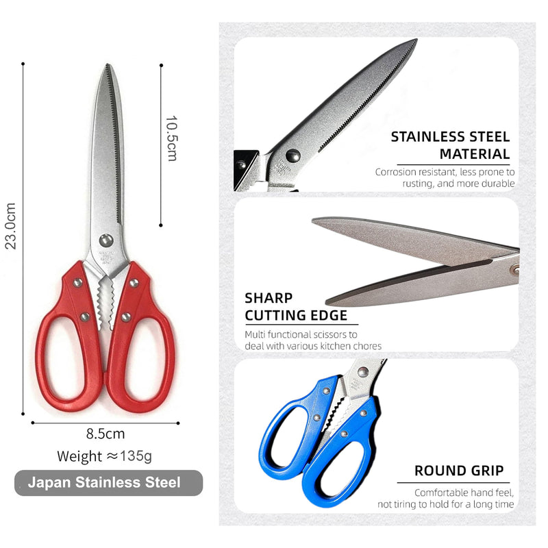 Multipurpose Kitchen Shears Heavy Duty Japan Tanaka Scissors Diamond Cut Stainless Steel 타나카 방산시장 강주은 주방가위 깡스가위 (Blue) Blue