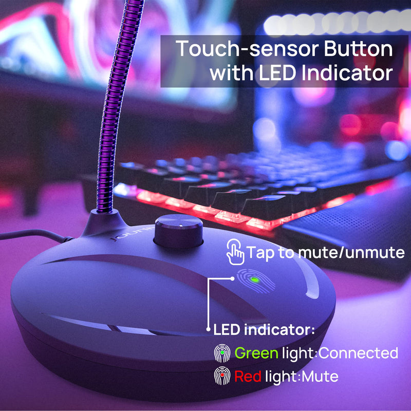 JOUNIVO USB Microphone for Computer, PC/Laptop Mic, Mute Button with LED Indicator, 360 Degree Gooseneck Design, Desktop Microphone for Streaming, Recording, Dictation, Podcasting, YouTube, JV610PRO JV610P
