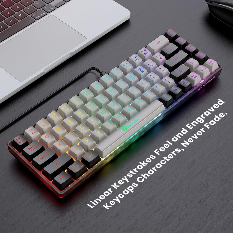 65% Gaming Keyboard, Wired Backlit Mini Keyboard, Ultra-Compact Anti-Ghosting No-Conflict 68 Keys Membrane Gaming Wired Keyboard for PC Laptop Mac Gamer