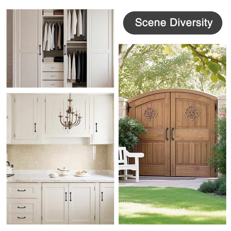 OVOV 4 Pack Barn Door Pull Handle Hardware for Wooden Garden Gate Shed Cabinet Door (4Pcs 6inch) 4Pcs Black