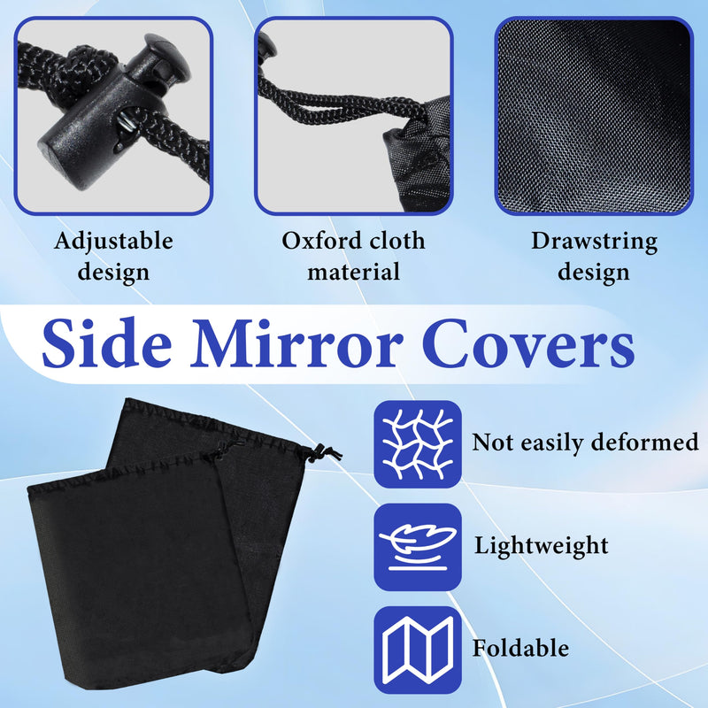 2Pcs Side Mirror Covers, Waterproof Car Side Mirror Protection for Snow, Ice, Bird Droppings - Universal Fit for Cars, SUVs, Winter Rearview Guard, Auto Exterior Accessories with Drawstrings 2 pcs black 30*40