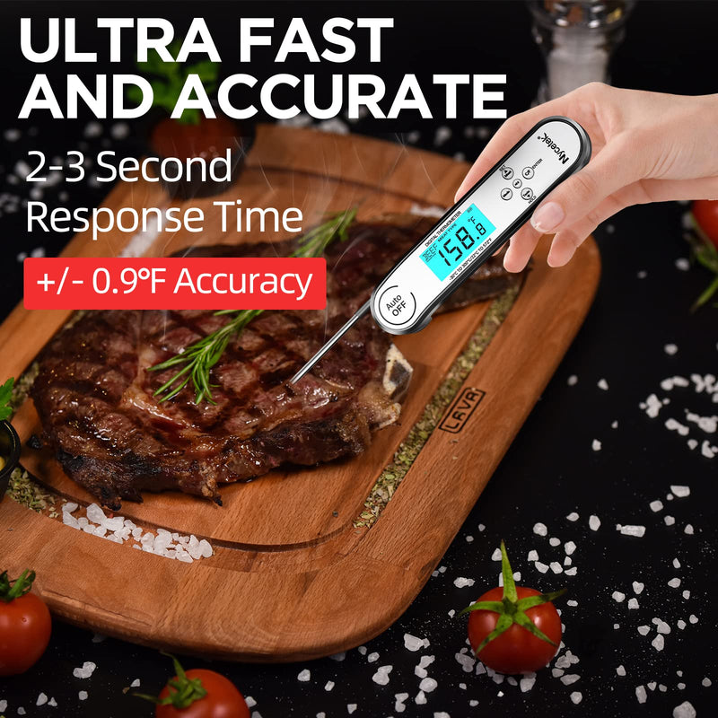 Nycetek Digital Cooking Thermometer, Accurate & Waterproof Instant Read Meat Thermometer with Backlit, Calibration, Probe, Food Thermometer for Kitchen, Grilling, Candy, BBQ, Oil Fry, Baking