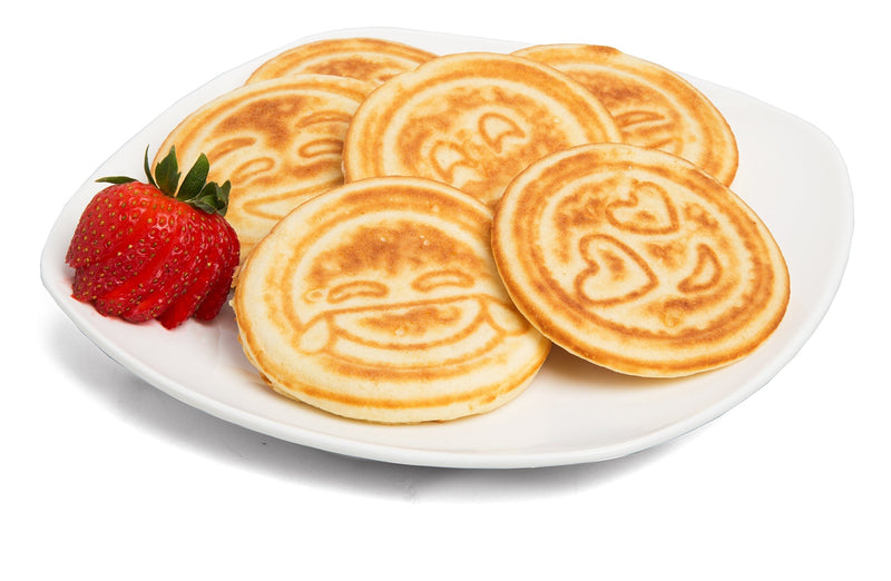 Official Emoji License Large Pancake Pan & Nonstick Griddle, 7 Mini Smiley Face Shapes, Heavy Duty Stovetop Skillet, Fun Pancake Maker for Kids Summer Breakfast, Sleepovers, Parties & Family Brunch