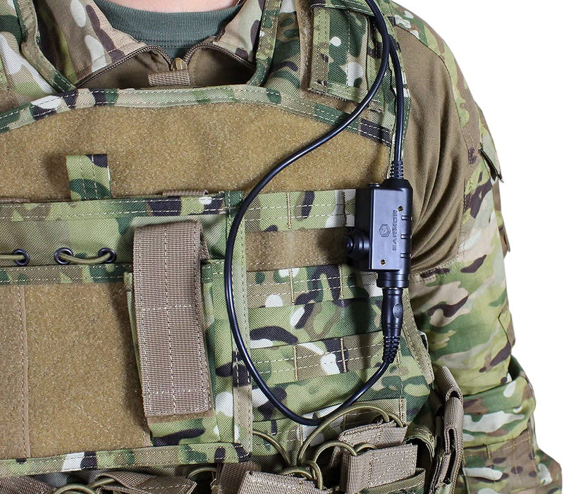 Tactical Kenwood, Baofeng Version PTT Military Standard 7.0 Plug for Radio Adapter Black M51