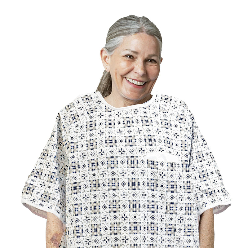 Hospital Gown, Heart Chest Pocket for Women and Men, Medical Patient Gowns, Birthing Maternity Labor, Fits to XXL 1