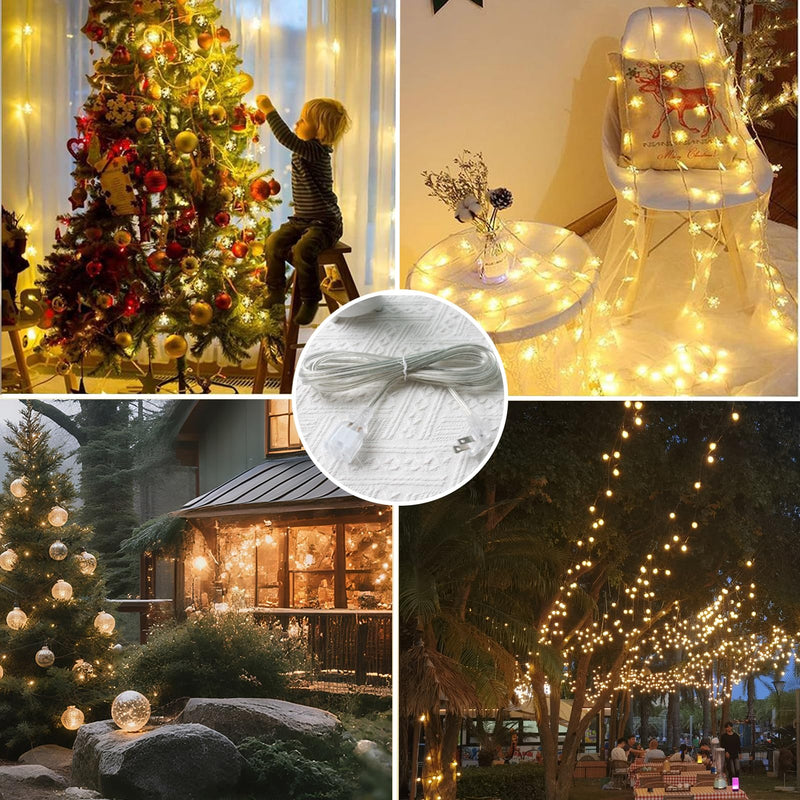 50FT Extension Cord, Clear,Thin,Flat Plug Extension Cord Indoor/Outdoor, 2 Prong, ETL-Certified, for Christmas Lights,Holiday String Lights,Christmas Decorations 50FT 1 pack